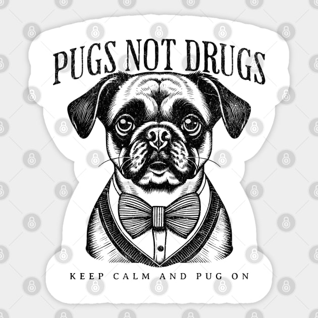 Retro Pug Artwork Grungy Texture Vintage Design Sticker by Tintedturtles